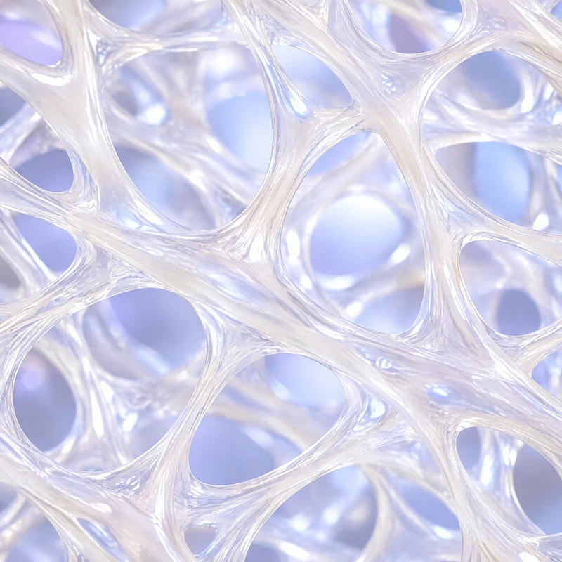 Fibras de fascia hidratada, sueltas y brillantes