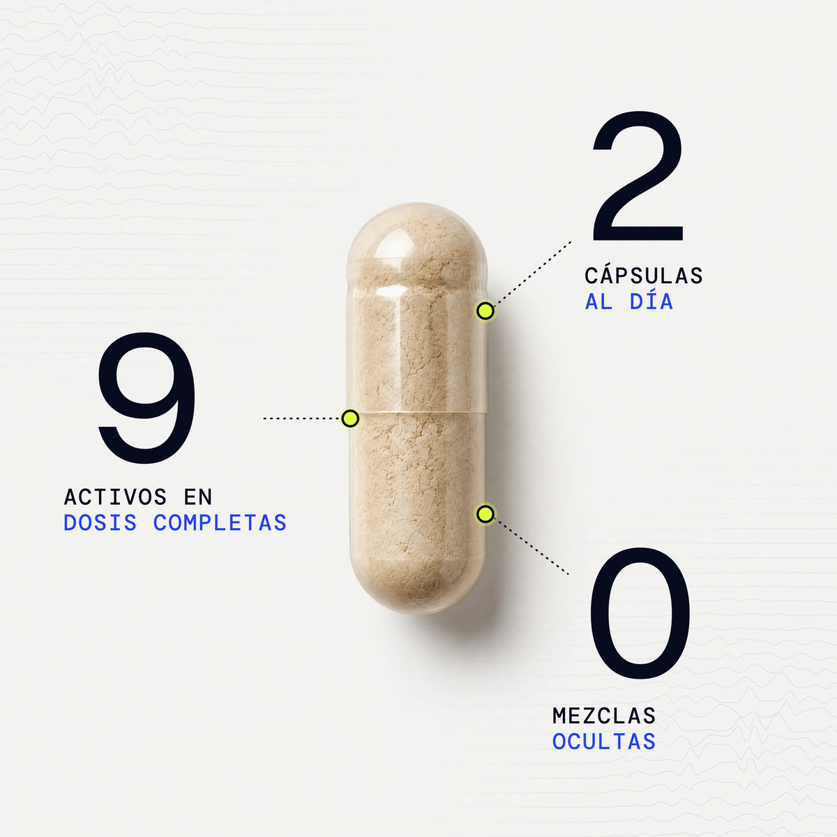 Livella en números: 2 cápsulas al día, 9 activos, 0 mezclas ocultas